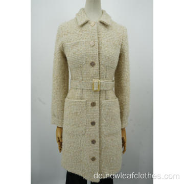 Ladies Coats Coats Langarm Tweed Stoff Ladies Kleid